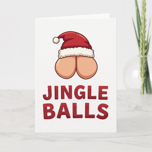 Grappige Kerstkaart met Jingle Balls Kaart (Voorkant)