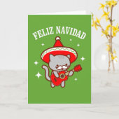 Grappige Kerstkaart met Kat: "FELIZ NAVIDAD" Kaart (Gele Bloem)