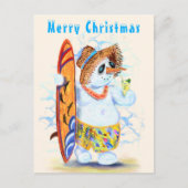 Grappige kerstkaart met Summer Snowman Surfer Briefkaart (Voorkant)