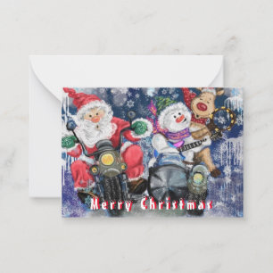 Grappige kerstkaart met vrolijke kerstvrienden notitiekaartje