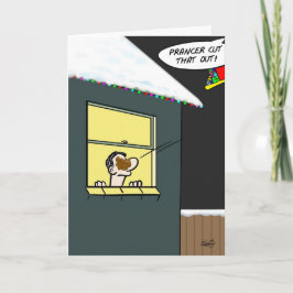 Grappige Kerstkaart: Prancer levert Feestdagen Kaart