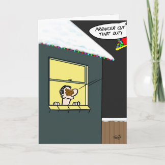 Grappige Kerstkaart: Prancer levert Feestdagen Kaart