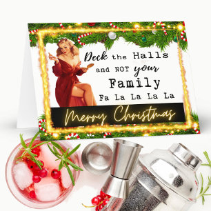 Grappige kerstkaart Retro beste vriendin "Deck" Kaart