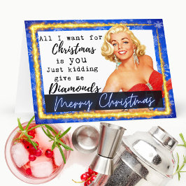 Grappige Kerstkaart Retro Beste Vriendin Diamanten Kaart