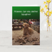 Grappige kerstkaart, stoute hond versnippert papie kaart (Gele Bloem)