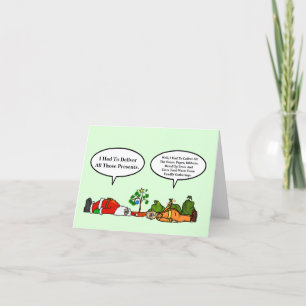 Grappige Kerstkaart Uitgeputte Kerstman Vuilnisman Kaart
