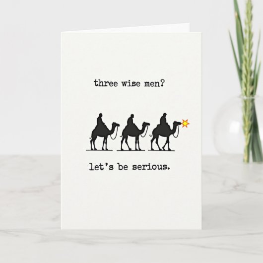 Grappige kerstkaart van de drie wijzen kaart (Voorkant)