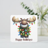 Grappige Kerstkaart van de Eland (Staand voorkant)