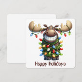 Grappige Kerstkaart van de Eland (Voorkant / Achterkant)