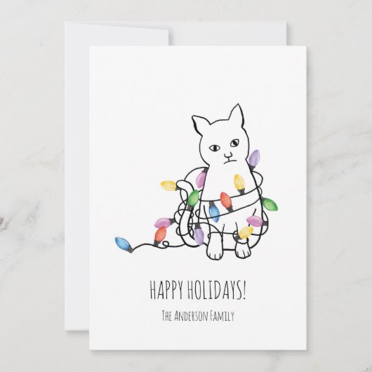 Grappige Kerstkaart van een Kat (Voorkant)