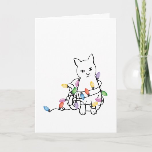 Grappige Kerstkaart van een Kat Feestdagen Kaart (Voorkant)