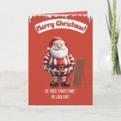Grappige Kerstkaart van Kerstman Feestdagen Kaart (Voorkant)