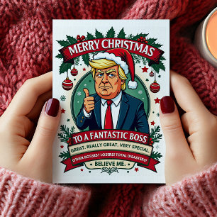 Grappige kerstkaart voor baas feestdagen kaart