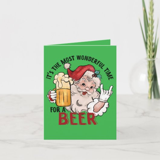 Grappige kerstkaart voor bierdrinker feestdagen kaart (Voorkant)