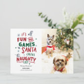 Grappige kerstkaart voor huisdieren, Stoute lijst (Staand voorkant)