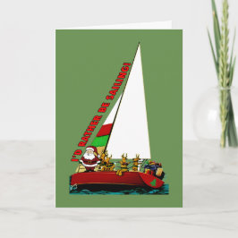 Grappige kerstkaart voor zeilers SANTA SAILING Feestdagen Kaart