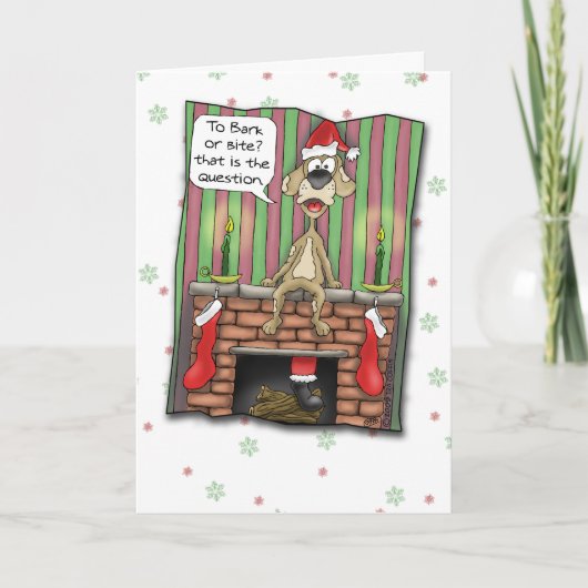 Grappige Kerstkaarten: De hond van de wacht op Feestdagen Kaart (Voorkant)