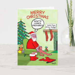 Grappige Kerstkaarten: De Kous van de kerstman Feestdagen Kaart