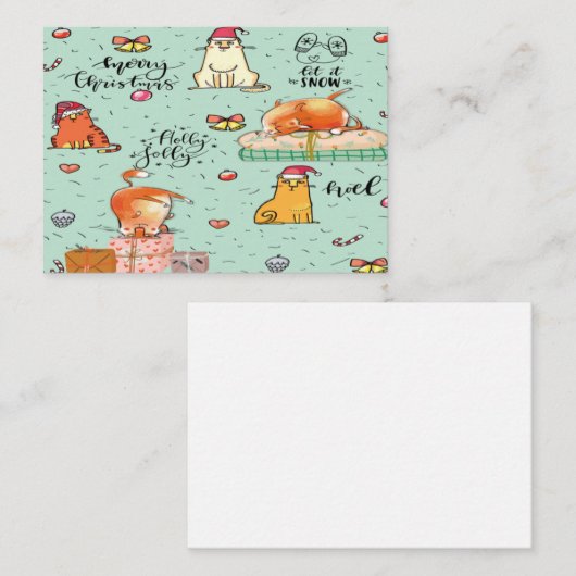 Grappige Kerstkaarten van Katten Notitiekaartje (Voorkant / Achterkant)