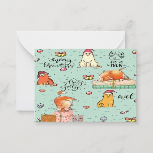 Grappige Kerstkaarten van Katten Notitiekaartje (Voorkant)