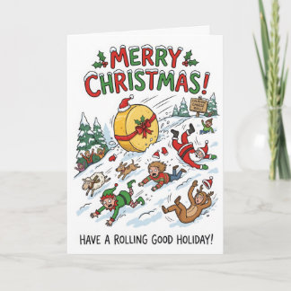 Grappige Kerstkaasrollen – Kerstman & Elfen Kaart