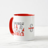 Grappige kerstkabouters gepersonaliseerde vakantie mok (Voorkant links)