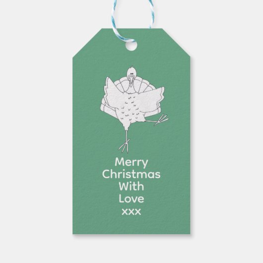 Grappige Kerstkalkoenen Cadeaulabel (Achterkant)