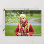 Grappige kerstkalligrafie wervelt je foto feestdagenkaart (Voorkant / Achterkant)