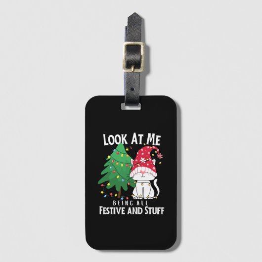Grappige Kerstkat Bagagelabel (Voorkant (verticaal))