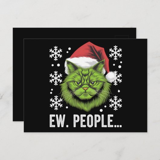 Grappige Kerstkat Bah Mensen Meowy Kattenliefhebbe Briefkaart (Voorkant / Achterkant)