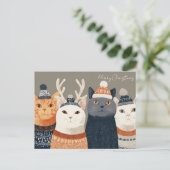 Grappige Kerstkat Briefkaart (Staand voorkant)