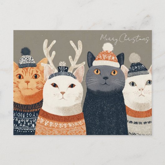 Grappige Kerstkat Briefkaart (Voorkant)