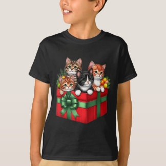 Grappige Kerstkat Cadeau Doos Meowy Kat Minnaar Ma T-shirt