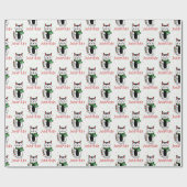 Grappige Kerstkat Cartoon Gepersonaliseerd Kind Cadeaupapier (Vlak)