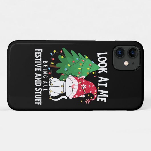 Grappige Kerstkat Case-Mate iPhone Case (Achterkant (horizontaal))