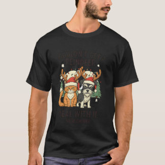 Grappige Kerstkat en -hond Konden geen rendier kri T-shirt