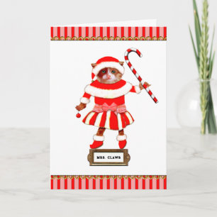 Grappige Kerstkat Feestdagen Kaart