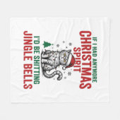 Grappige Kerstkat Geest Vintage Gravure Ontwerp Fleece Deken (Voorkant (Horizontaal))