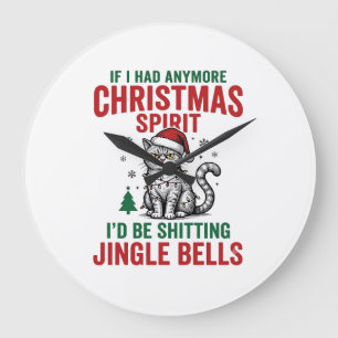 Grappige Kerstkat Geest Vintage Gravure Ontwerp Grote Klok