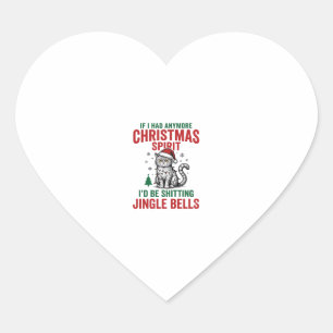 Grappige Kerstkat Geest Vintage Gravure Ontwerp Hart Sticker