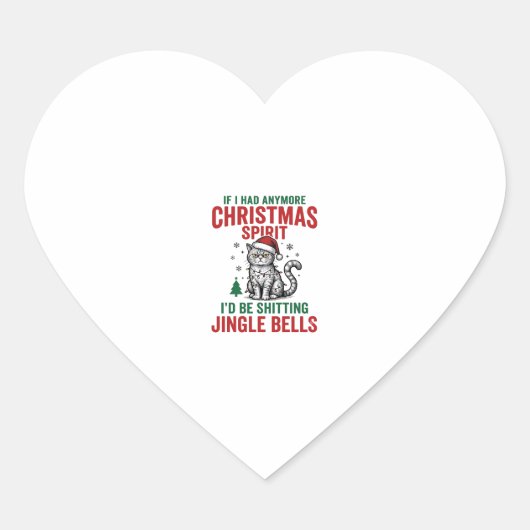 Grappige Kerstkat Geest Vintage Gravure Ontwerp Hart Sticker (Voorkant)
