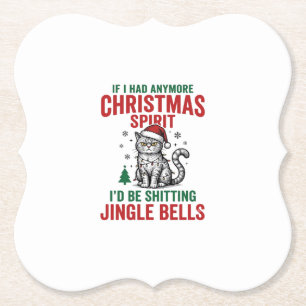 Grappige Kerstkat Geest Vintage Gravure Ontwerp Kartonnen Onderzetters