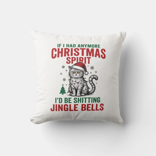 Grappige Kerstkat Geest Vintage Gravure Ontwerp Kussen (Voorkant)