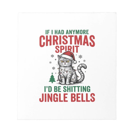 Grappige Kerstkat Geest Vintage Gravure Ontwerp Notitieblok (Voorkant)