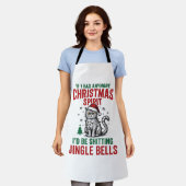 Grappige Kerstkat Geest Vintage Gravure Ontwerp Schort (Gedragen)