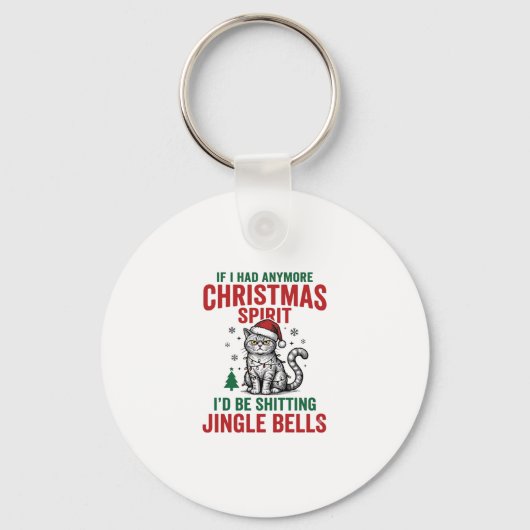 Grappige Kerstkat Geest Vintage Gravure Ontwerp Sleutelhanger (Voorkant)