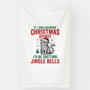 Grappige Kerstkat Geest Vintage Gravure Ontwerp Spandoek