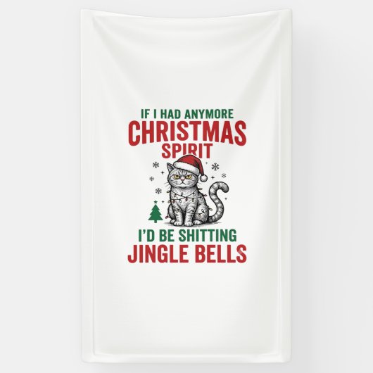 Grappige Kerstkat Geest Vintage Gravure Ontwerp Spandoek (Verticaal)