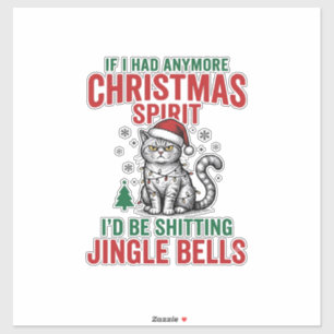 Grappige Kerstkat Geest Vintage Gravure Ontwerp Sticker