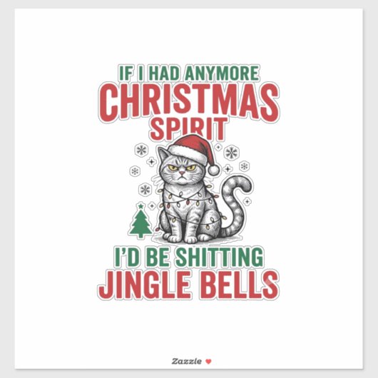 Grappige Kerstkat Geest Vintage Gravure Ontwerp Sticker (Vel)